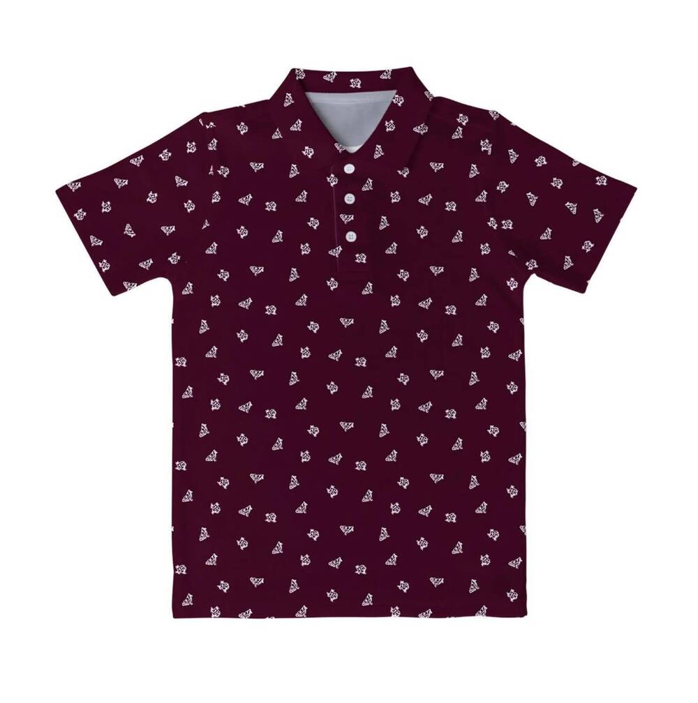 NEW VIVE LA FETE boy's texas a&m aggies logo performance polo shirt in maroon